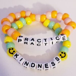 Handmade Two strand Smiley Face Practice Kindness Kandi bracelet